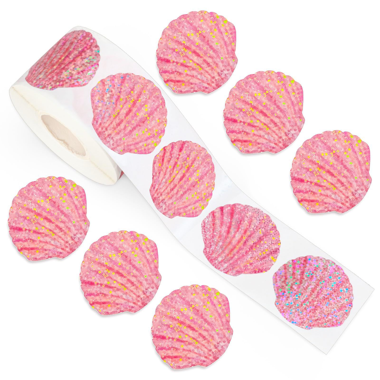 Glitter Vinyl Roll - 500 Pcs Summer Seashell Stickers Roll