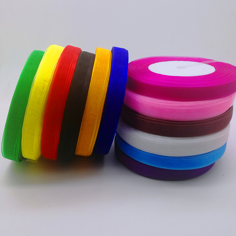 Organza Ribbon Spool - Hot 10Mm 50 Thước Cuộn Dây