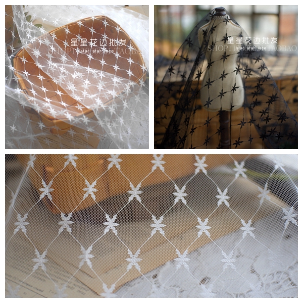 Crystal Mesh Fabric - Rộng 150Cm Trắng Đen Jaquard Ngôi