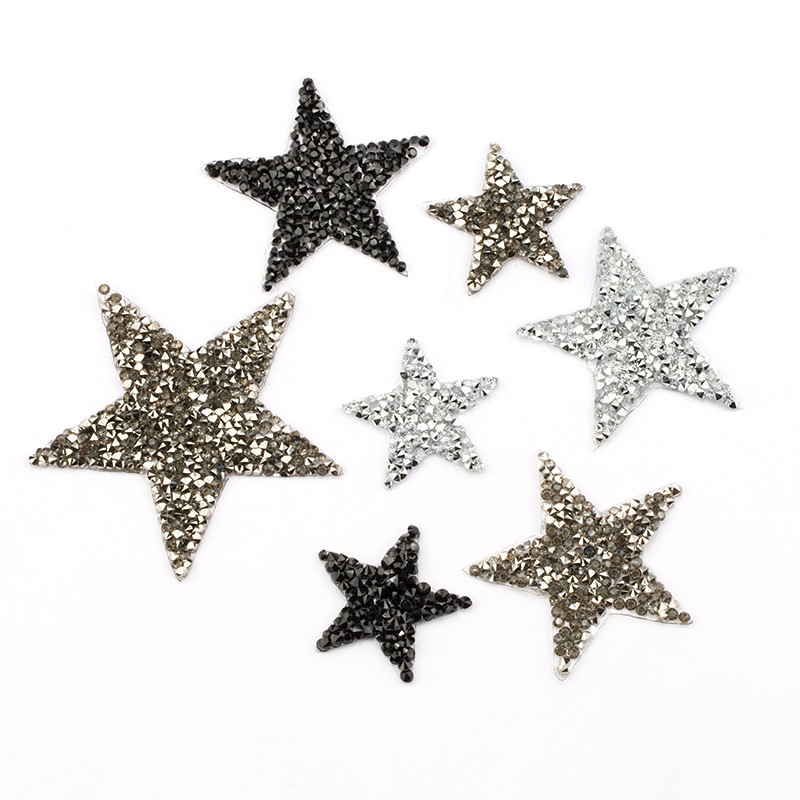 Hotfix Rhinestone Sheet - 4/6/8Cm Hotfix Jet Hematite Ngôi Sao