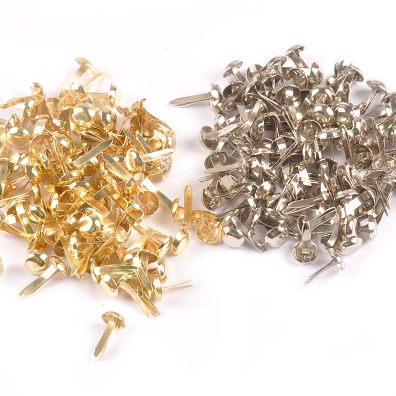Embellishments For Scrapbooking - 100 Viên Mix Tròn Brads Bạc/Vàng