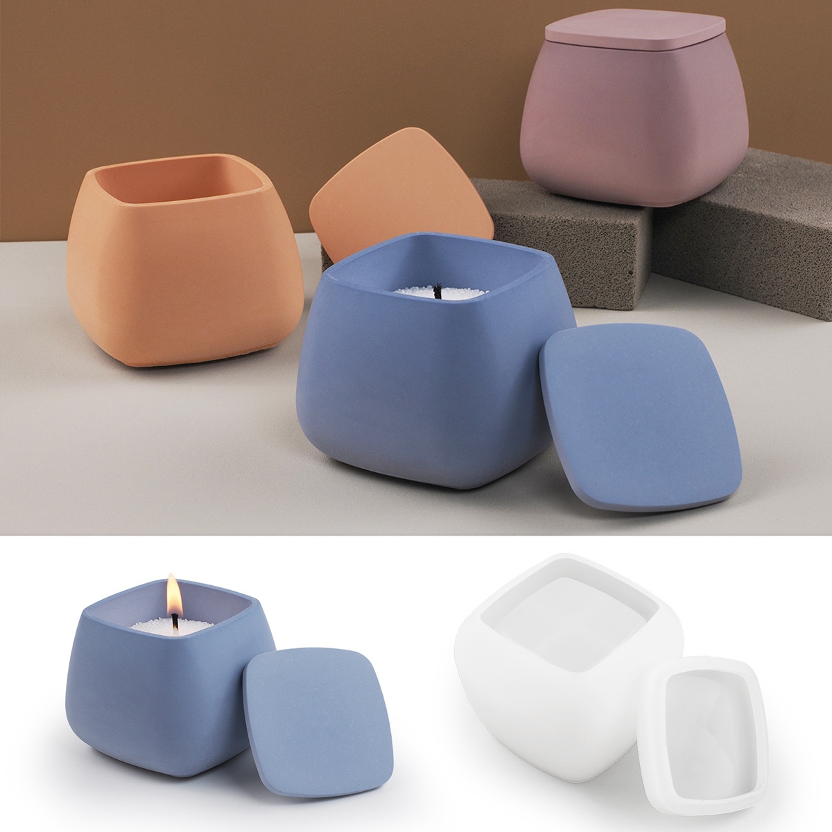 Square Candle Jar Silicone Mol - đánh giá và giá Craft Embellishment Storage