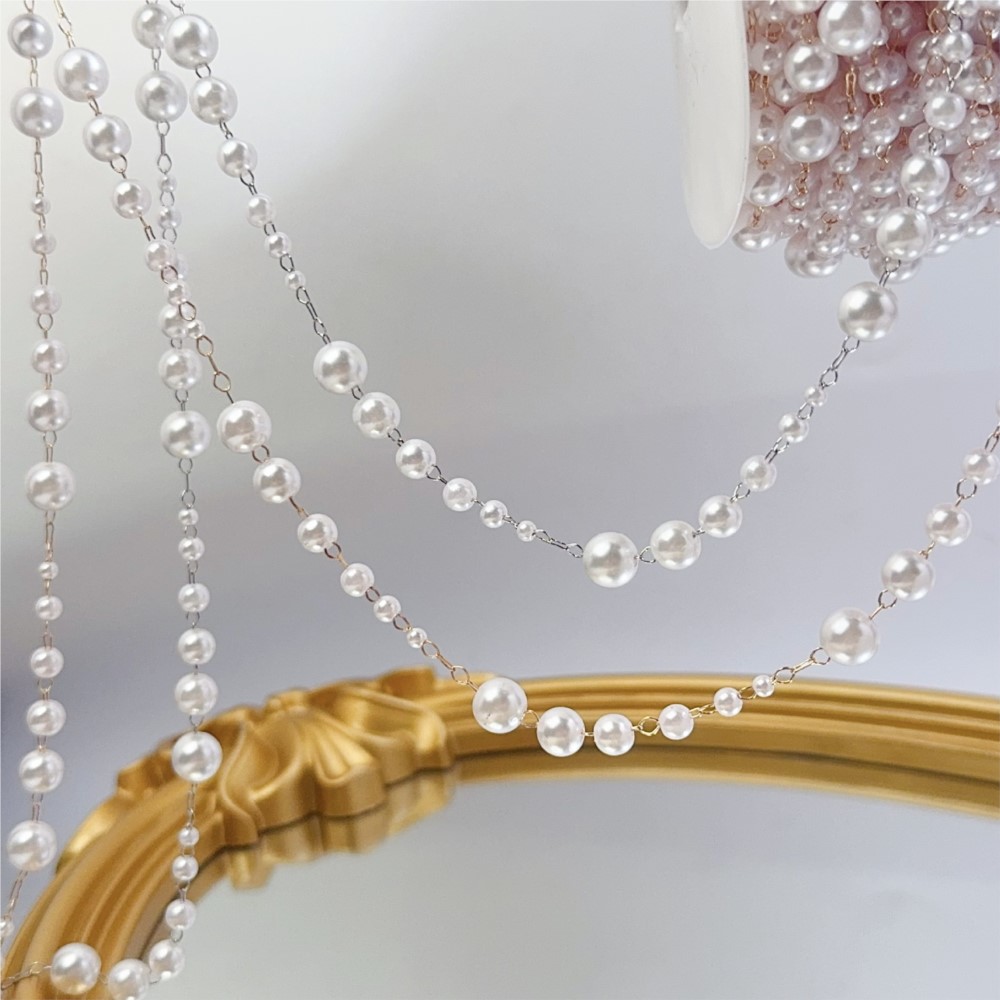 1meter 3-8mm Faux Pearl Beadin - đánh giá và giá Pearl Trim Chain