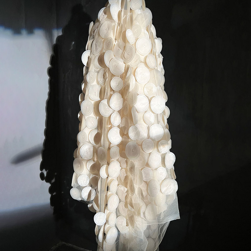 3D Multilayer Circular Cut Per - đánh giá và giá Crystal Mesh Fabric