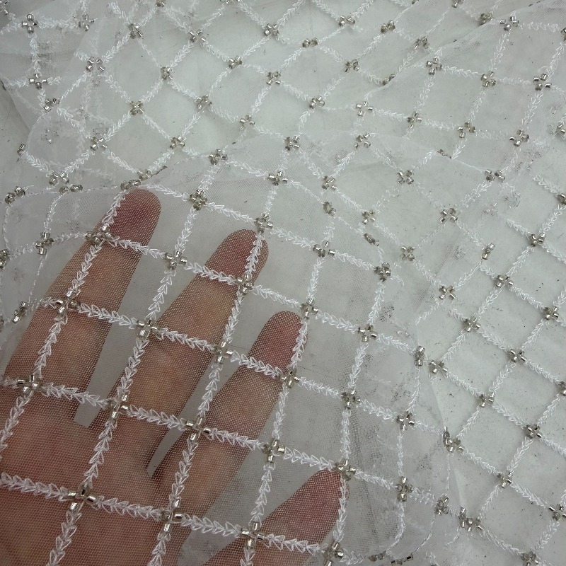 Ripstop Beaded Embroidery Sequ - đánh giá và giá Crystal Mesh Fabric