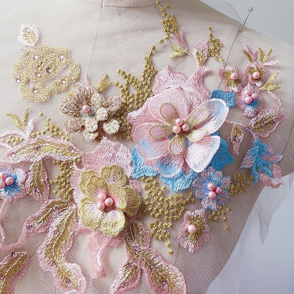 3D Flowers Beaded Lace Fabrics - đánh giá và giá Embellishments For Scrapbooking