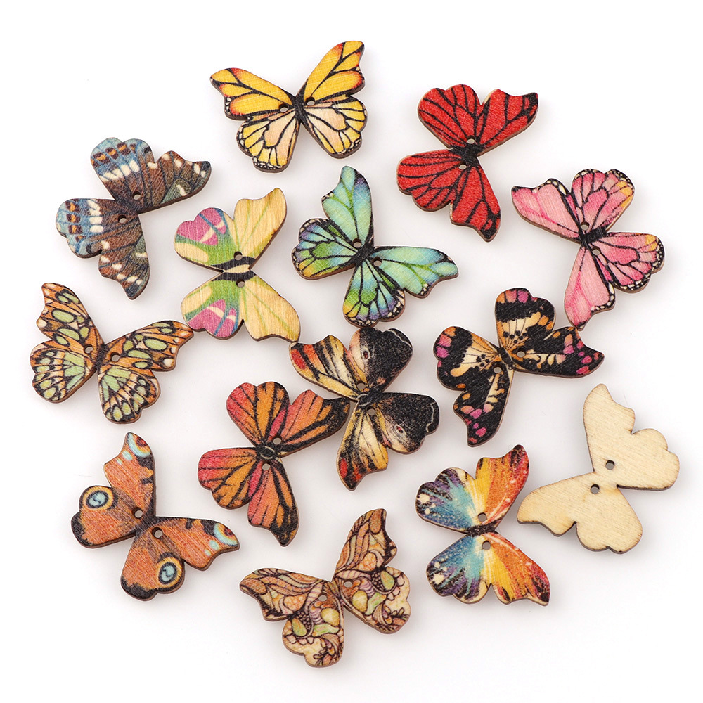 Bộ 50 Bướm Nút Gỗ Phối Màu DIY - đánh giá và giá Embellishments For Scrapbooking