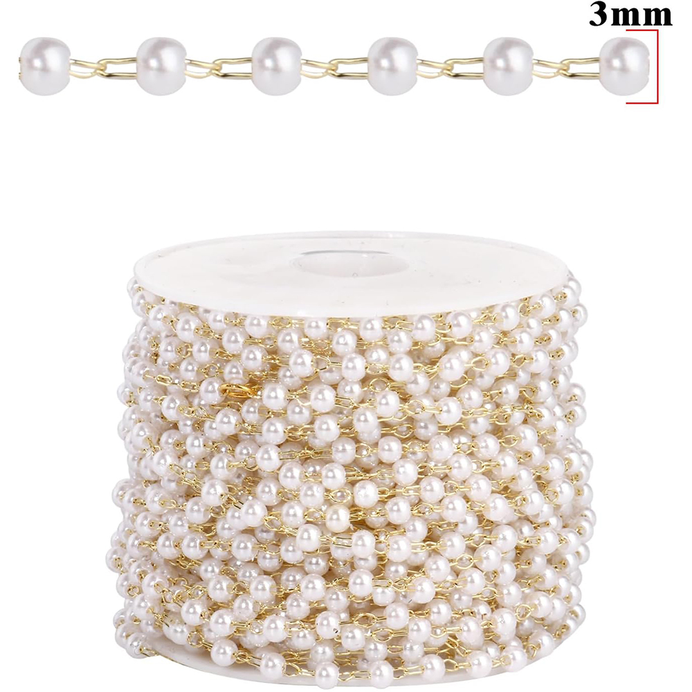 20 Meter 3/4/5/6mm Faux Pearls - đánh giá và giá Pearl Trim Chain