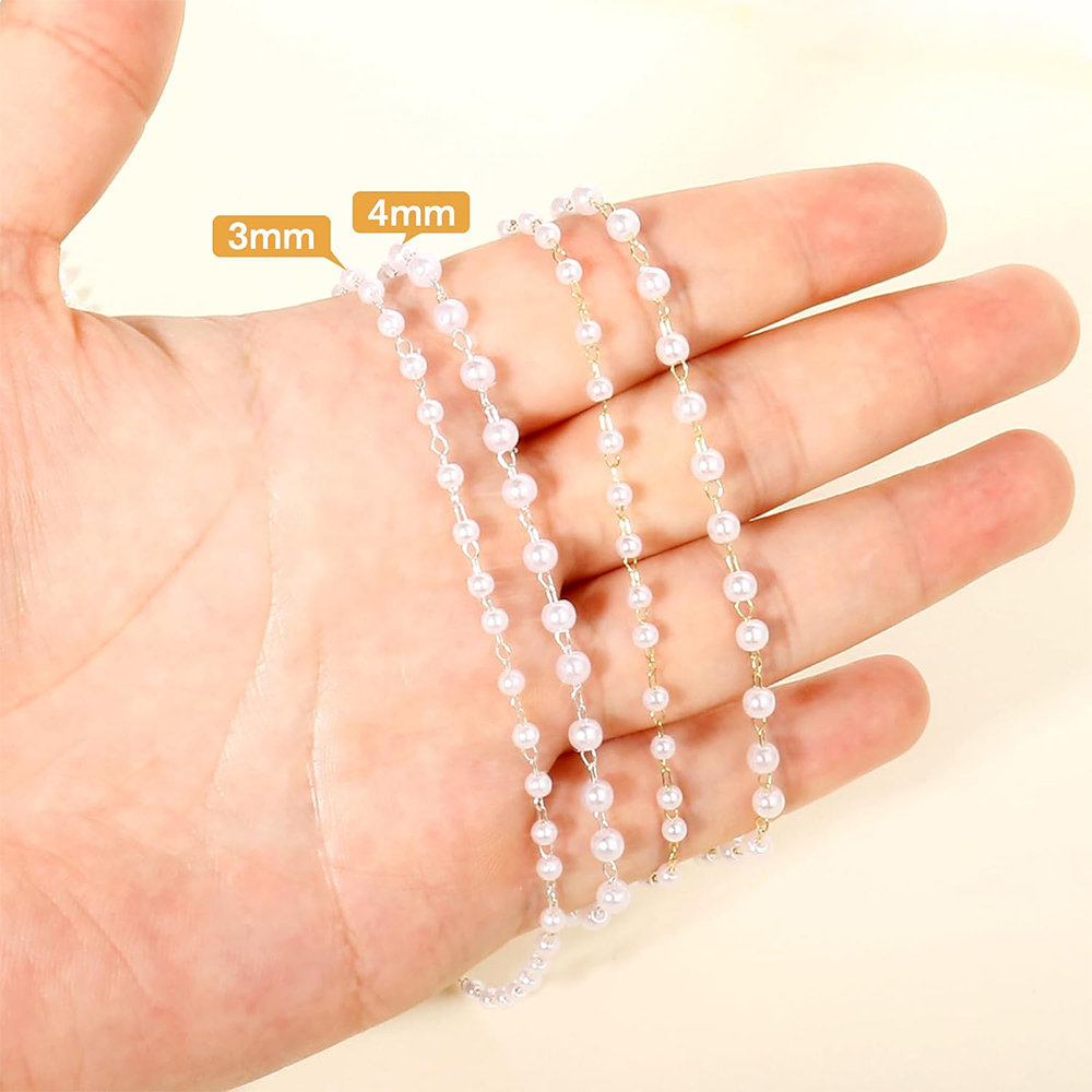 20 Meter 3/4/5/6mm Faux Pearls - đánh giá và giá Pearl Trim Chain