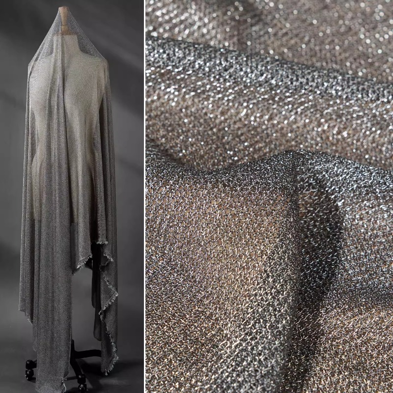 Light Gray Metallic Thread Fab - đánh giá và giá Crystal Mesh Fabric