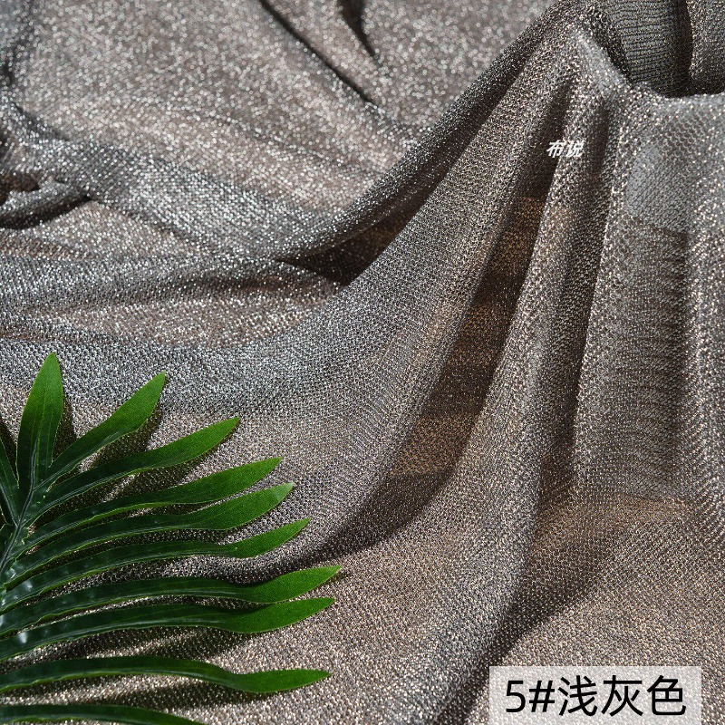 Light Gray Metallic Thread Fab - đánh giá và giá Crystal Mesh Fabric