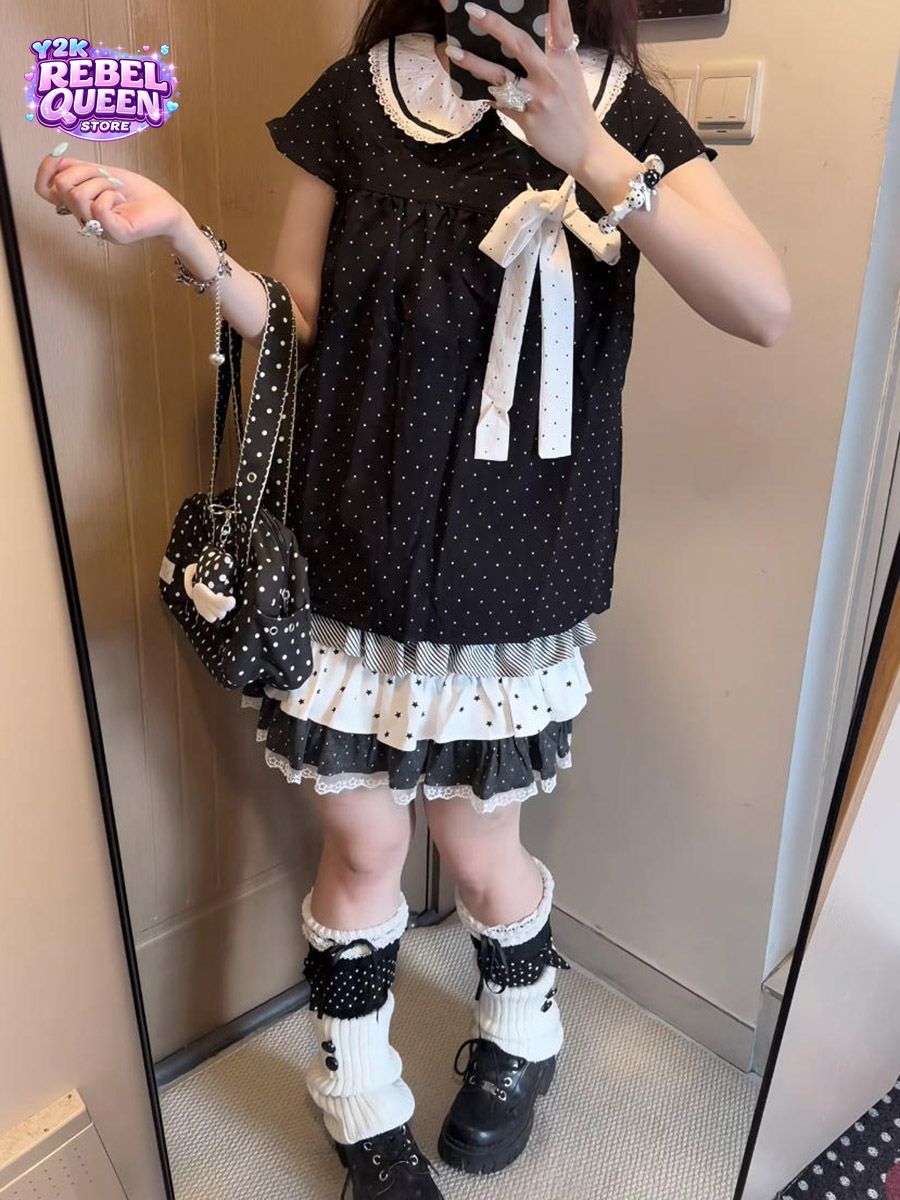 Y2K Kawaii Japanese Polka Dot  - đánh giá và giá Lace Ribbon Trim