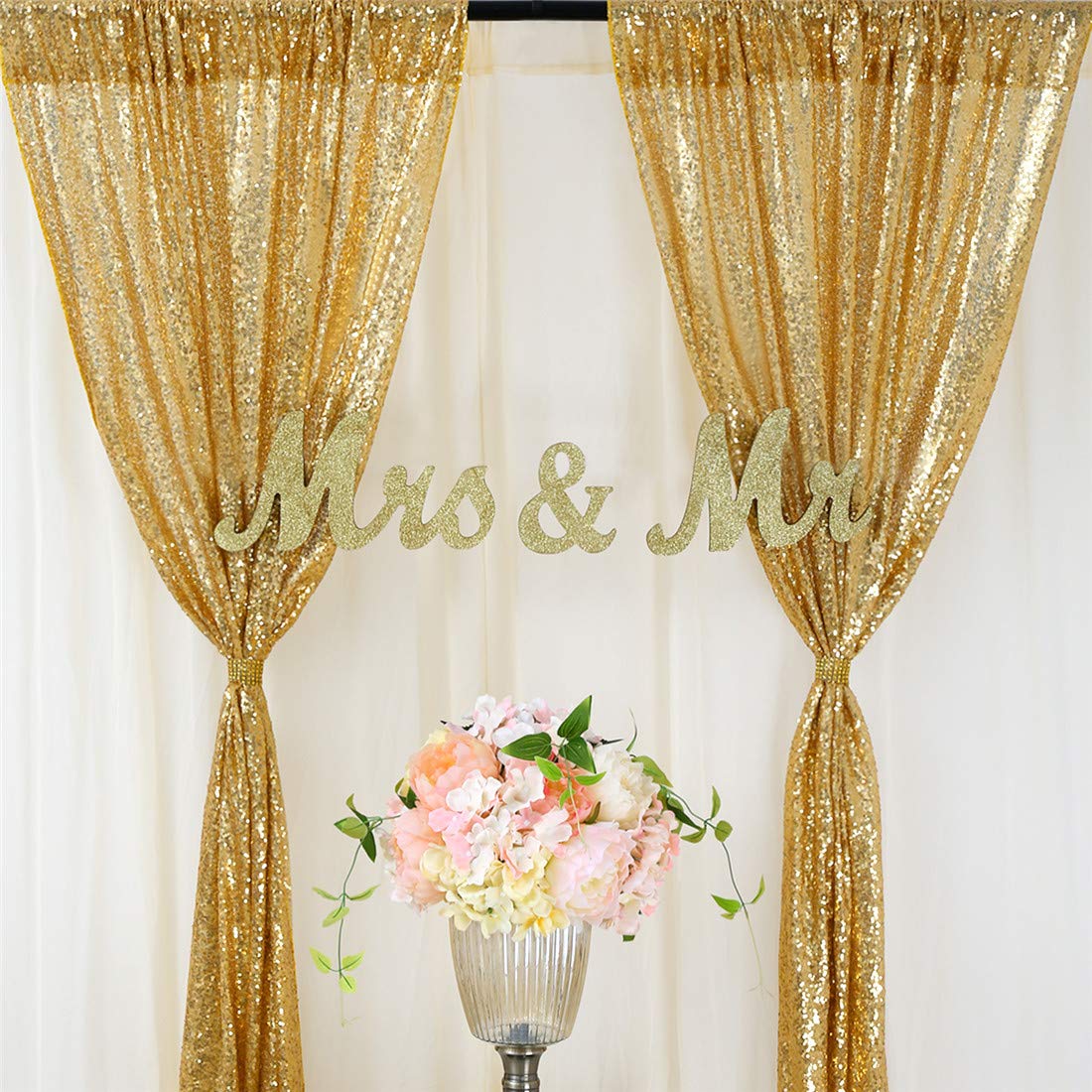 2PCS Gold Sequin Party Backdro - đánh giá và giá Sequin Fabric Panel