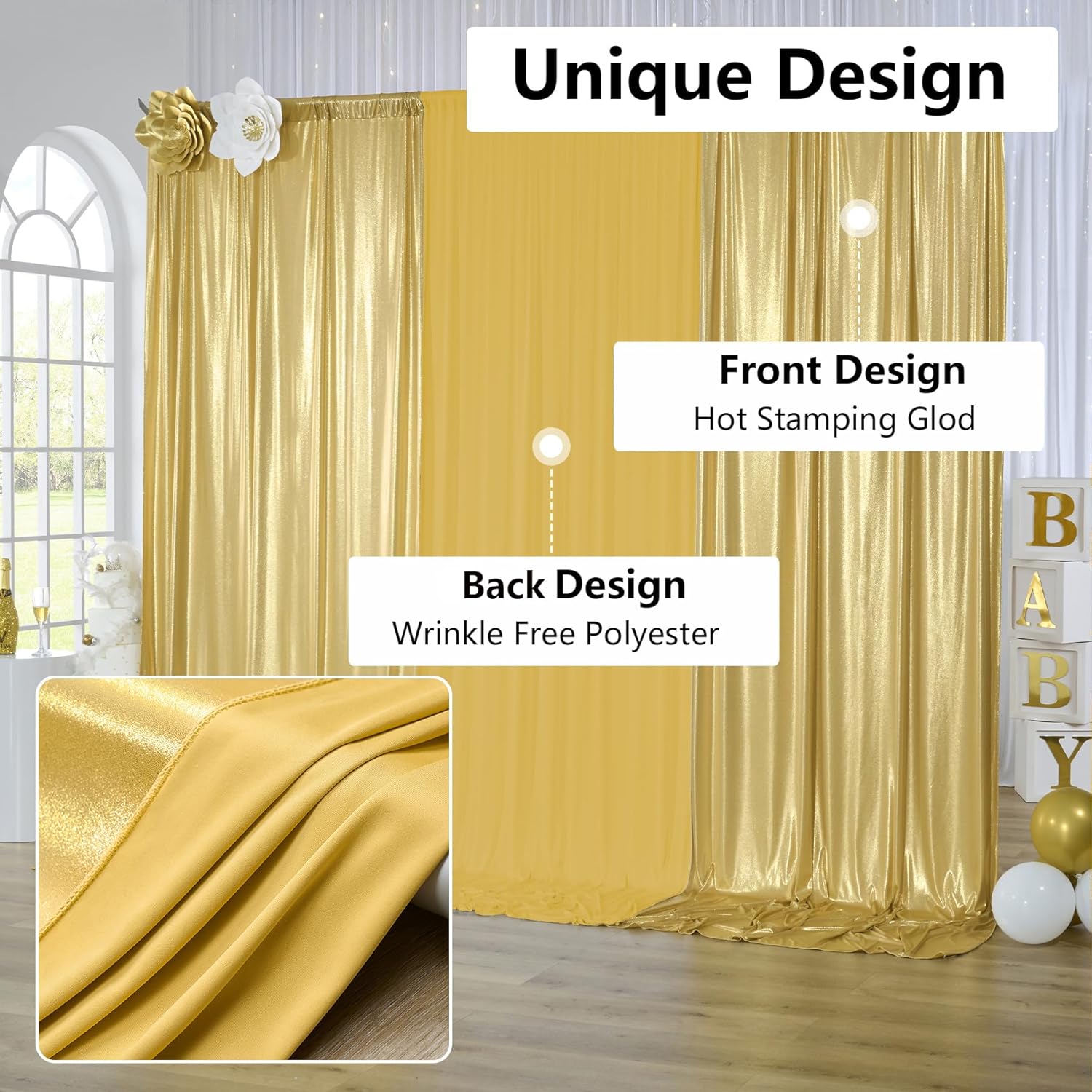 2.3x7FT Wrinkle Free Glitter 1 - đánh giá và giá Sequin Fabric Panel