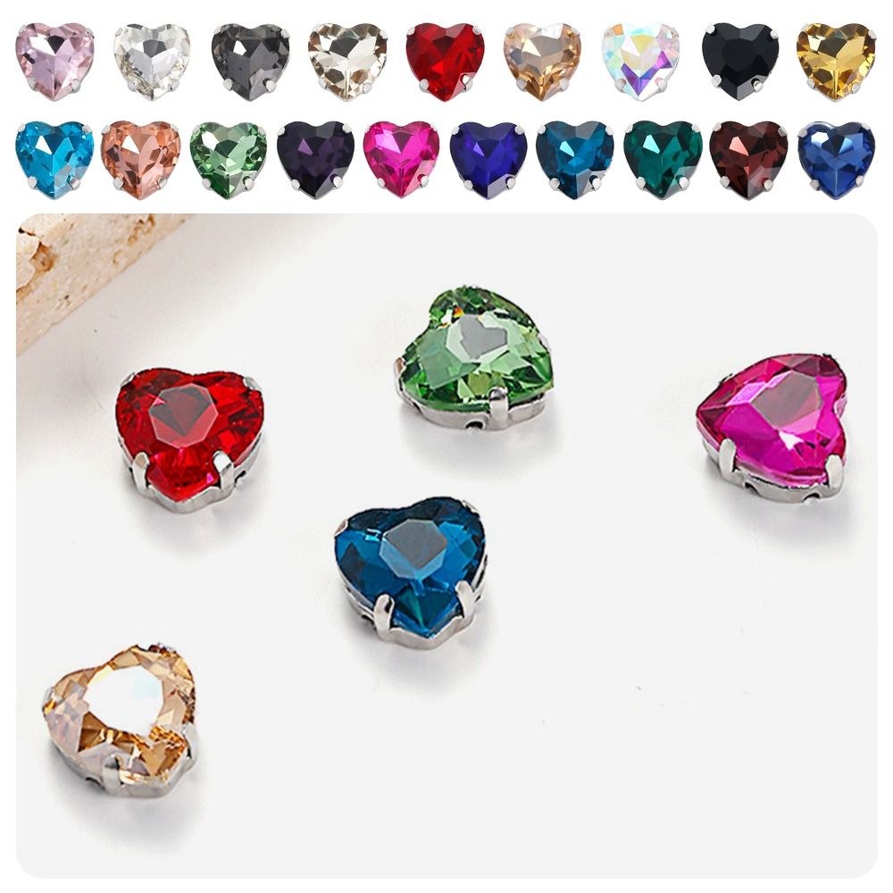50Pcs/Pack Heart Shape Glitter - đánh giá và giá Sew On Rhinestone