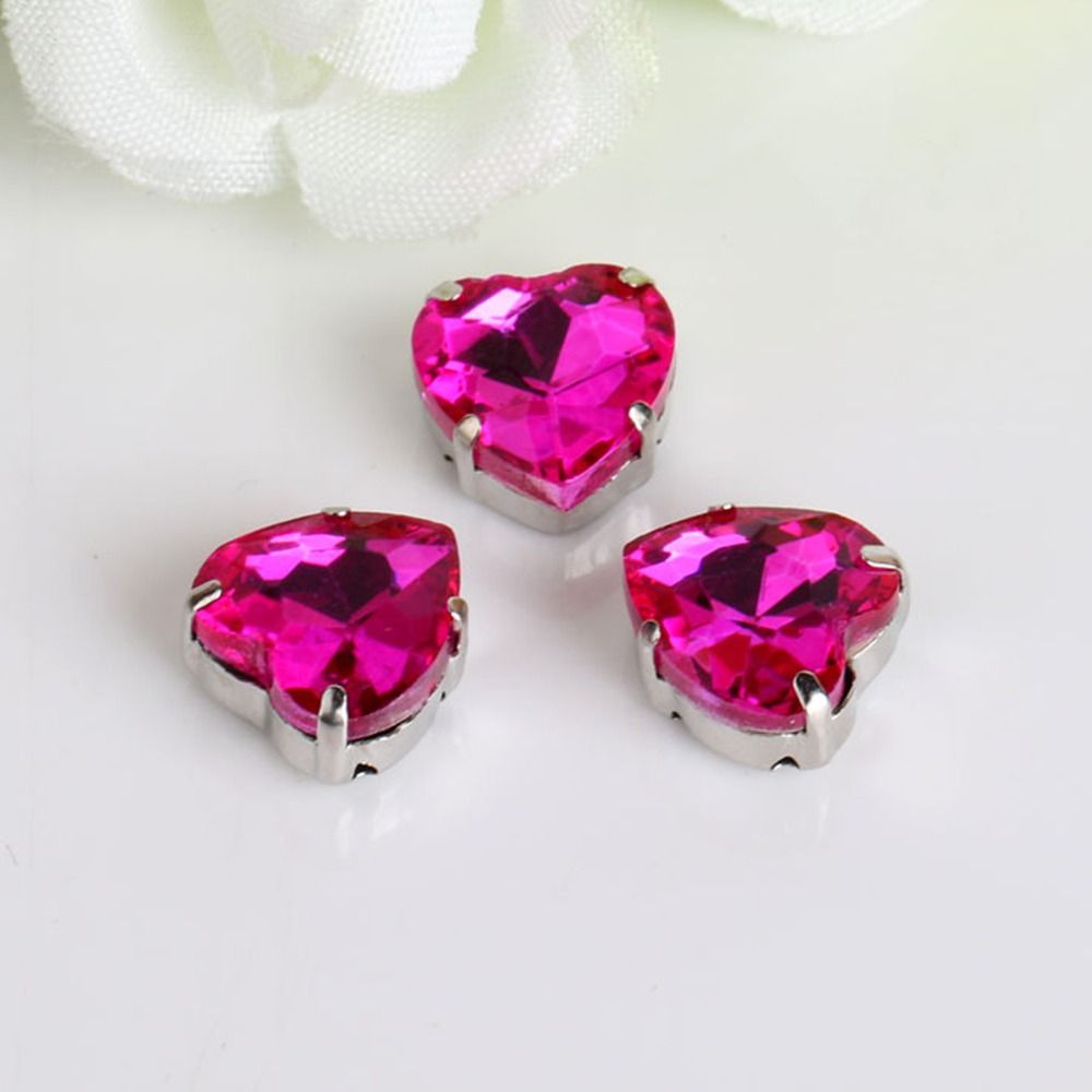 50Pcs/Pack Heart Shape Glitter - đánh giá và giá Sew On Rhinestone
